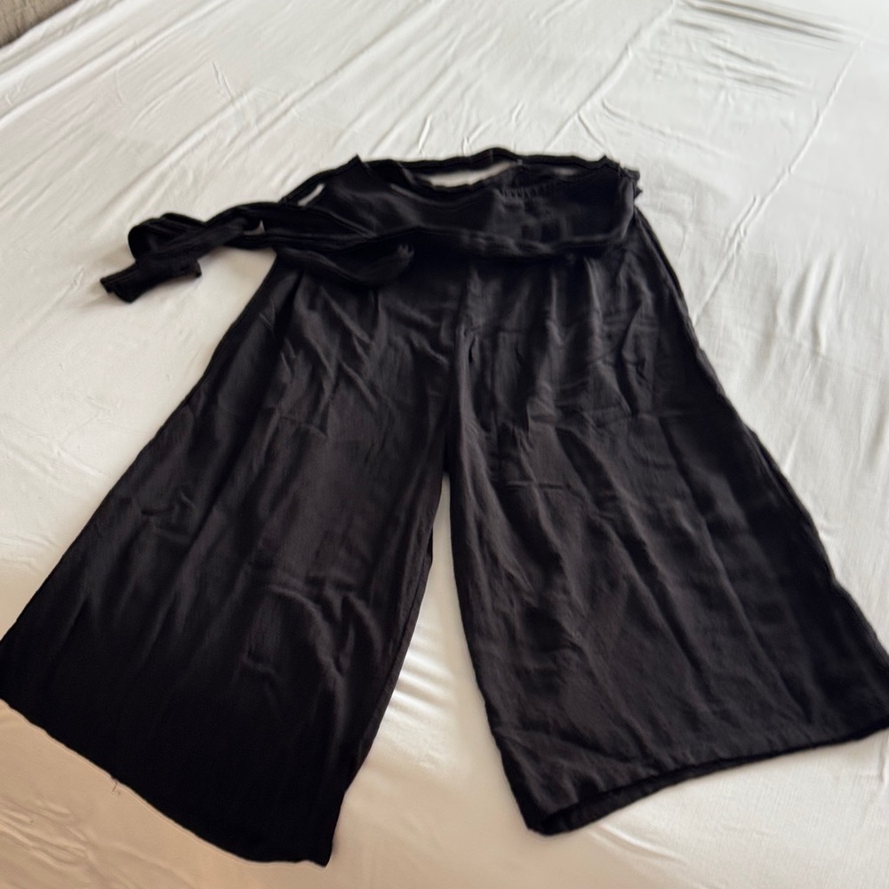 Free People Black Cropped Jumpsuit